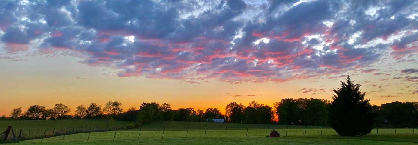 Landscape photo of beautiful sunset with pink and blue clouds